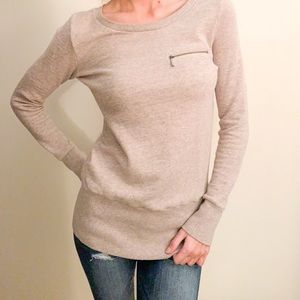 Loft grey sweater sweatshirt with zip pocket